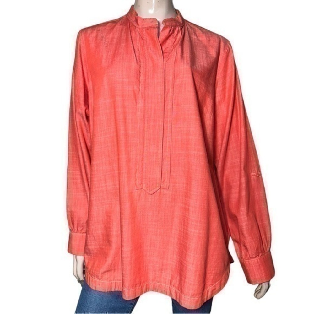Pendleton Women’s Size XL Red Split Neck Button Down Oversized Shirt Tunic